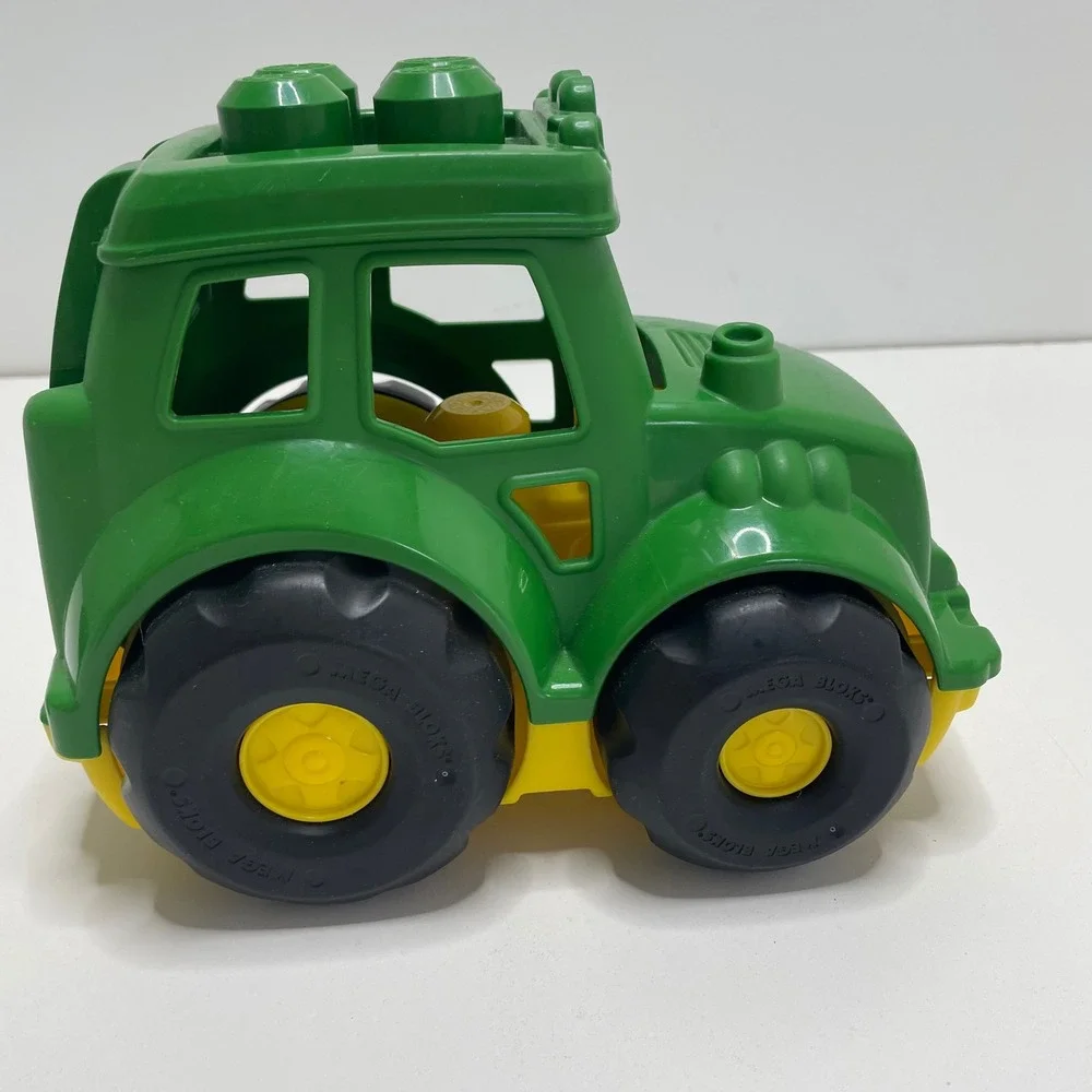 Mega Bloks John Deere Green Tractor Toy with Farmer Figure Block Buddy Set